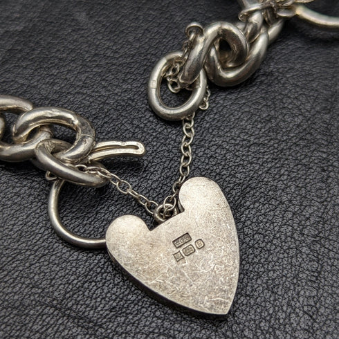 British vintage sterling silver charm bracelet 71g